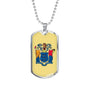 New Jersey State Flag Necklace Stainless Steel or 18k Gold Dog Tag 24" Chain - Express Your Love Gifts