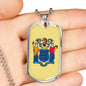 New Jersey State Flag Necklace Stainless Steel or 18k Gold Dog Tag 24" Chain - Express Your Love Gifts