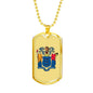 New Jersey State Flag Necklace Stainless Steel or 18k Gold Dog Tag 24" Chain - Express Your Love Gifts