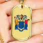 New Jersey State Flag Necklace Stainless Steel or 18k Gold Dog Tag 24" Chain - Express Your Love Gifts