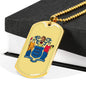 New Jersey State Flag Necklace Stainless Steel or 18k Gold Dog Tag 24" Chain - Express Your Love Gifts