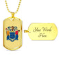 New Jersey State Flag Necklace Stainless Steel or 18k Gold Dog Tag 24" Chain - Express Your Love Gifts
