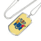 New Jersey State Flag Necklace Stainless Steel or 18k Gold Dog Tag 24" Chain - Express Your Love Gifts