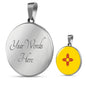 New Mexico State Flag Necklace Stainless Steel or 18k Gold Circle Pendant 18-22" - Express Your Love Gifts