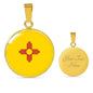 New Mexico State Flag Necklace Stainless Steel or 18k Gold Circle Pendant 18-22" - Express Your Love Gifts