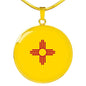 New Mexico State Flag Necklace Stainless Steel or 18k Gold Circle Pendant 18-22" - Express Your Love Gifts