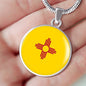 New Mexico State Flag Necklace Stainless Steel or 18k Gold Circle Pendant 18-22" - Express Your Love Gifts