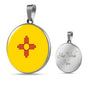 New Mexico State Flag Necklace Stainless Steel or 18k Gold Circle Pendant 18-22" - Express Your Love Gifts