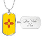 New Mexico State Flag Necklace Stainless Steel or 18k Gold Dog Tag 24" Chain - Express Your Love Gifts