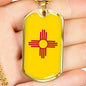 New Mexico State Flag Necklace Stainless Steel or 18k Gold Dog Tag 24" Chain - Express Your Love Gifts