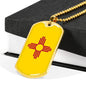 New Mexico State Flag Necklace Stainless Steel or 18k Gold Dog Tag 24" Chain - Express Your Love Gifts
