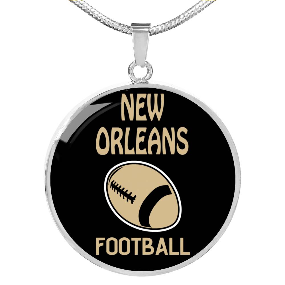 New Orleans Circle Pendant Football Fan Necklace Stainless Steel or 18k Gold 18-22" - Express Your Love Gifts