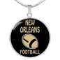 New Orleans Circle Pendant Football Fan Necklace Stainless Steel or 18k Gold 18-22" - Express Your Love Gifts