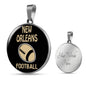 New Orleans Circle Pendant Football Fan Necklace Stainless Steel or 18k Gold 18-22" - Express Your Love Gifts