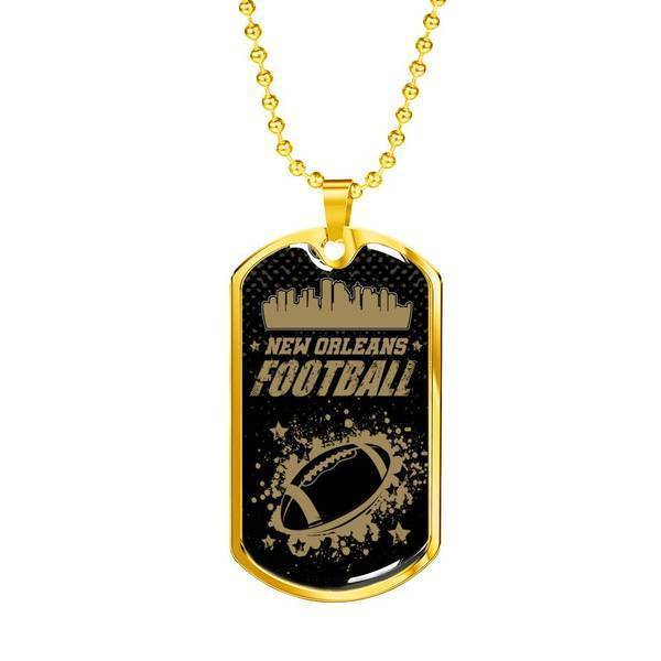New Orleans Fan Gift Football Necklace Stainless Steel or 18k Gold Dog Tag 24" Chain-Express Your Love Gifts