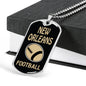 New Orleans Fan Necklace Dog Tag Stainless Steel or 18k Gold 24" Chain - Express Your Love Gifts