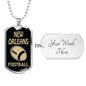 New Orleans Fan Necklace Dog Tag Stainless Steel or 18k Gold 24" Chain - Express Your Love Gifts