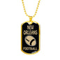 New Orleans Fan Necklace Dog Tag Stainless Steel or 18k Gold 24" Chain - Express Your Love Gifts