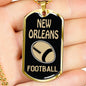 New Orleans Fan Necklace Dog Tag Stainless Steel or 18k Gold 24" Chain - Express Your Love Gifts