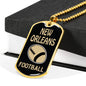 New Orleans Fan Necklace Dog Tag Stainless Steel or 18k Gold 24" Chain - Express Your Love Gifts