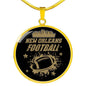 New orleans Football Fan Sports Circle Necklace Stainless Steel or 18k Gold 18-22"-Express Your Love Gifts