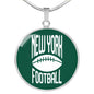 New York Circle Pendant Football Fan Necklace Stainless Steel or 18k Gold 18-22" - Express Your Love Gifts