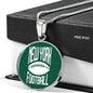 New York Circle Pendant Football Fan Necklace Stainless Steel or 18k Gold 18-22" - Express Your Love Gifts