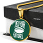 New York Circle Pendant Football Fan Necklace Stainless Steel or 18k Gold 18-22" - Express Your Love Gifts