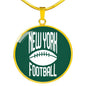 New York Circle Pendant Football Fan Necklace Stainless Steel or 18k Gold 18-22" - Express Your Love Gifts