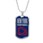 New York Fan Necklace Dog Tag Stainless Steel or 18k Gold 24" Chain - Express Your Love Gifts