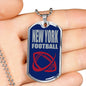 New York Fan Necklace Dog Tag Stainless Steel or 18k Gold 24" Chain - Express Your Love Gifts