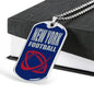 New York Fan Necklace Dog Tag Stainless Steel or 18k Gold 24" Chain - Express Your Love Gifts