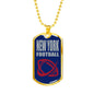 New York Fan Necklace Dog Tag Stainless Steel or 18k Gold 24" Chain - Express Your Love Gifts