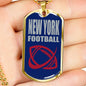 New York Fan Necklace Dog Tag Stainless Steel or 18k Gold 24" Chain - Express Your Love Gifts