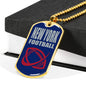 New York Fan Necklace Dog Tag Stainless Steel or 18k Gold 24" Chain - Express Your Love Gifts