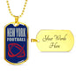 New York Fan Necklace Dog Tag Stainless Steel or 18k Gold 24" Chain - Express Your Love Gifts