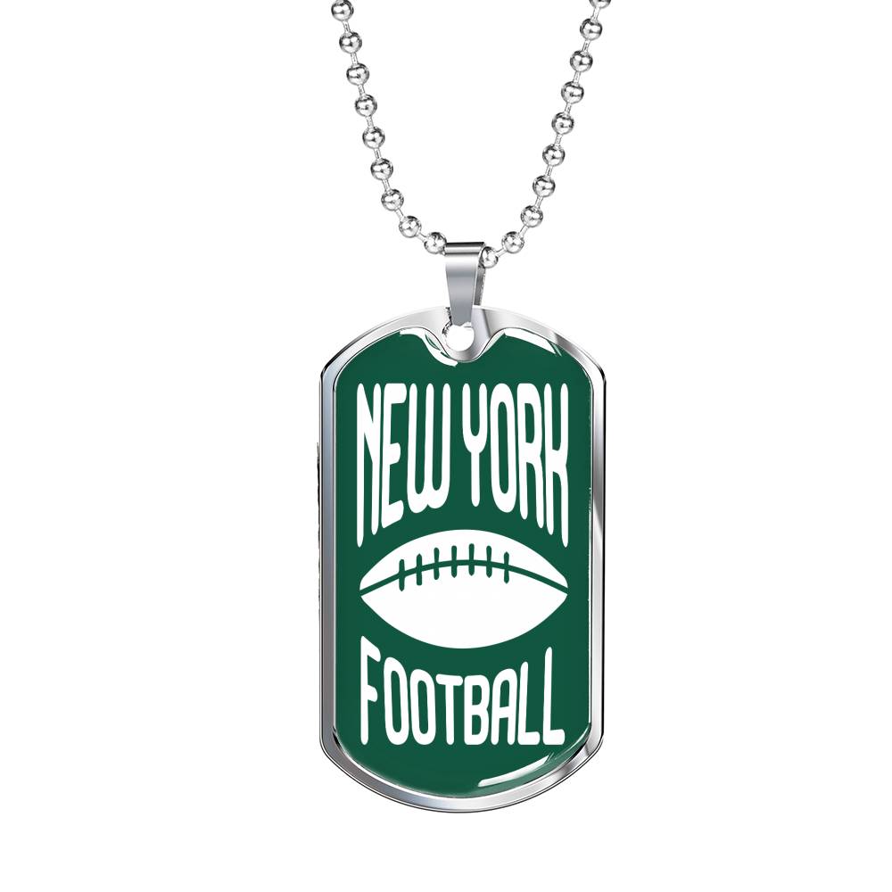New York Dog Tag Fan Necklace Dog Tag Stainless Steel or 18k Gold 24" Chain - Express Your Love Gifts