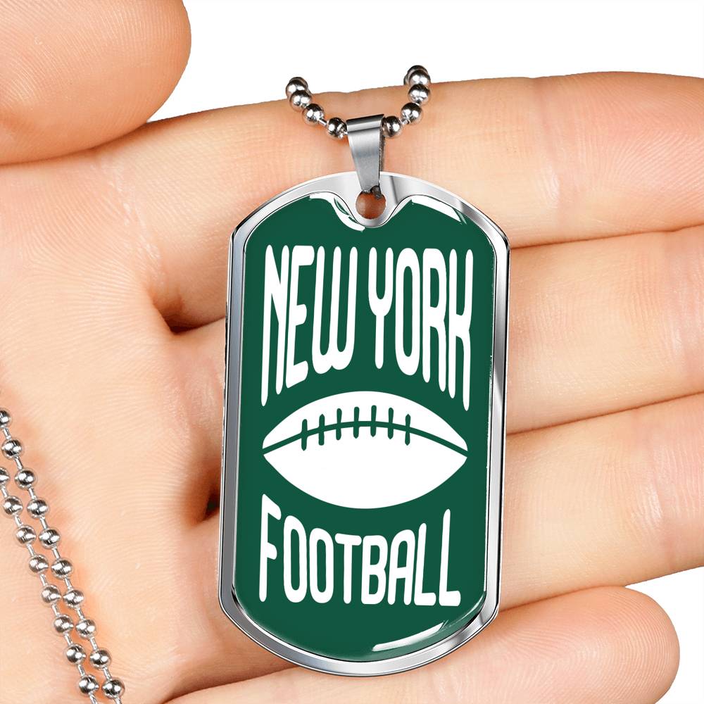 New York Dog Tag Fan Necklace Dog Tag Stainless Steel or 18k Gold 24" Chain - Express Your Love Gifts