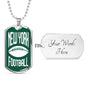 New York Dog Tag Fan Necklace Dog Tag Stainless Steel or 18k Gold 24" Chain - Express Your Love Gifts