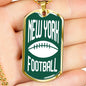 New York Dog Tag Fan Necklace Dog Tag Stainless Steel or 18k Gold 24" Chain - Express Your Love Gifts