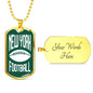 New York Dog Tag Fan Necklace Dog Tag Stainless Steel or 18k Gold 24" Chain - Express Your Love Gifts
