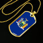 New York State Flag Necklace Stainless Steel or 18k Gold Dog Tag 24" Chain - Express Your Love Gifts