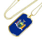 New York State Flag Necklace Stainless Steel or 18k Gold Dog Tag 24" Chain - Express Your Love Gifts