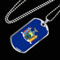 New York State Flag Necklace Stainless Steel or 18k Gold Dog Tag 24" Chain - Express Your Love Gifts