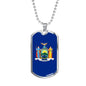 New York State Flag Necklace Stainless Steel or 18k Gold Dog Tag 24" Chain - Express Your Love Gifts