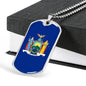 New York State Flag Necklace Stainless Steel or 18k Gold Dog Tag 24" Chain - Express Your Love Gifts