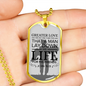 No Greater Love Soldier John 15:13 Verse Necklace Stainless Steel or 18k Gold Dog Tag 24"-Express Your Love Gifts