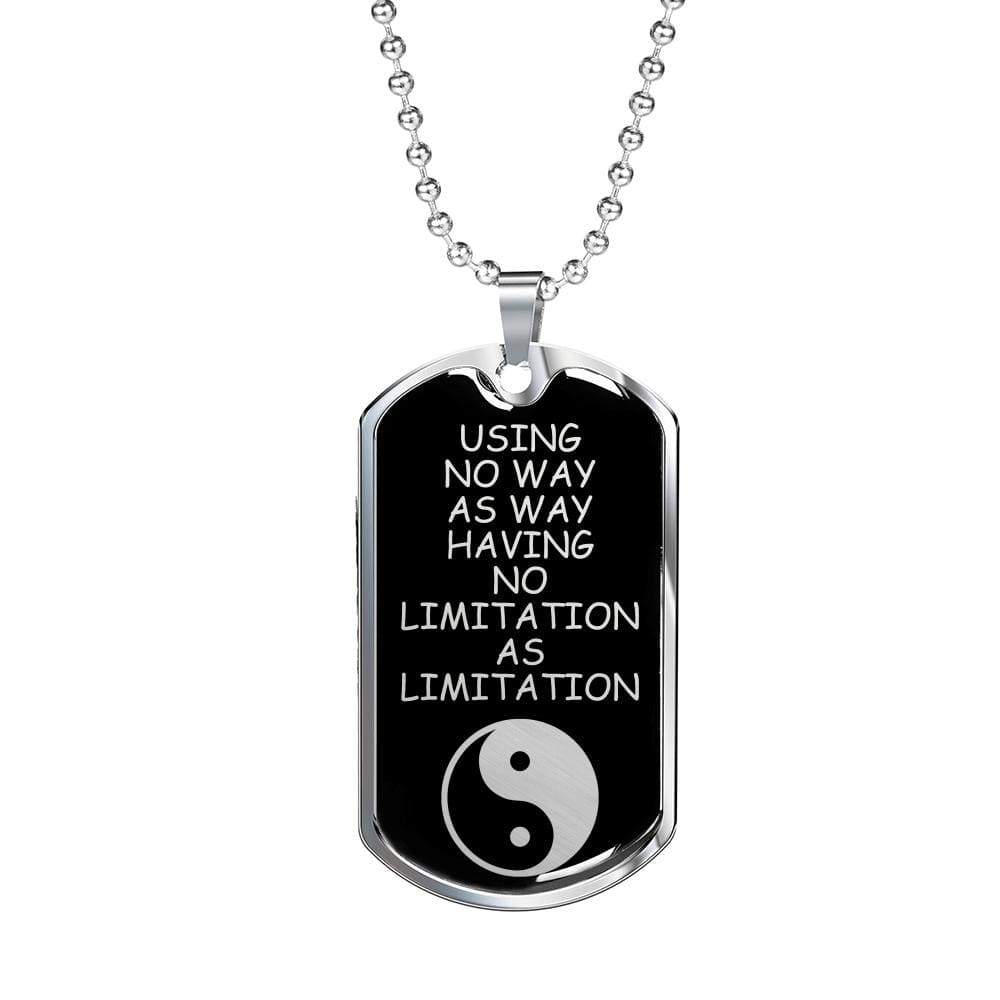 No Limitation Martial Arts Necklace Dog Tag Stainless Steel or 18k Gold 24" Chain - Express Your Love Gifts