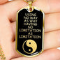No Limitation Martial Arts Necklace Dog Tag Stainless Steel or 18k Gold 24" Chain - Express Your Love Gifts