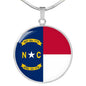 North Carolina State Flag Necklace Stainless Steel or 18k Gold Circle Pendant 18-22" - Express Your Love Gifts